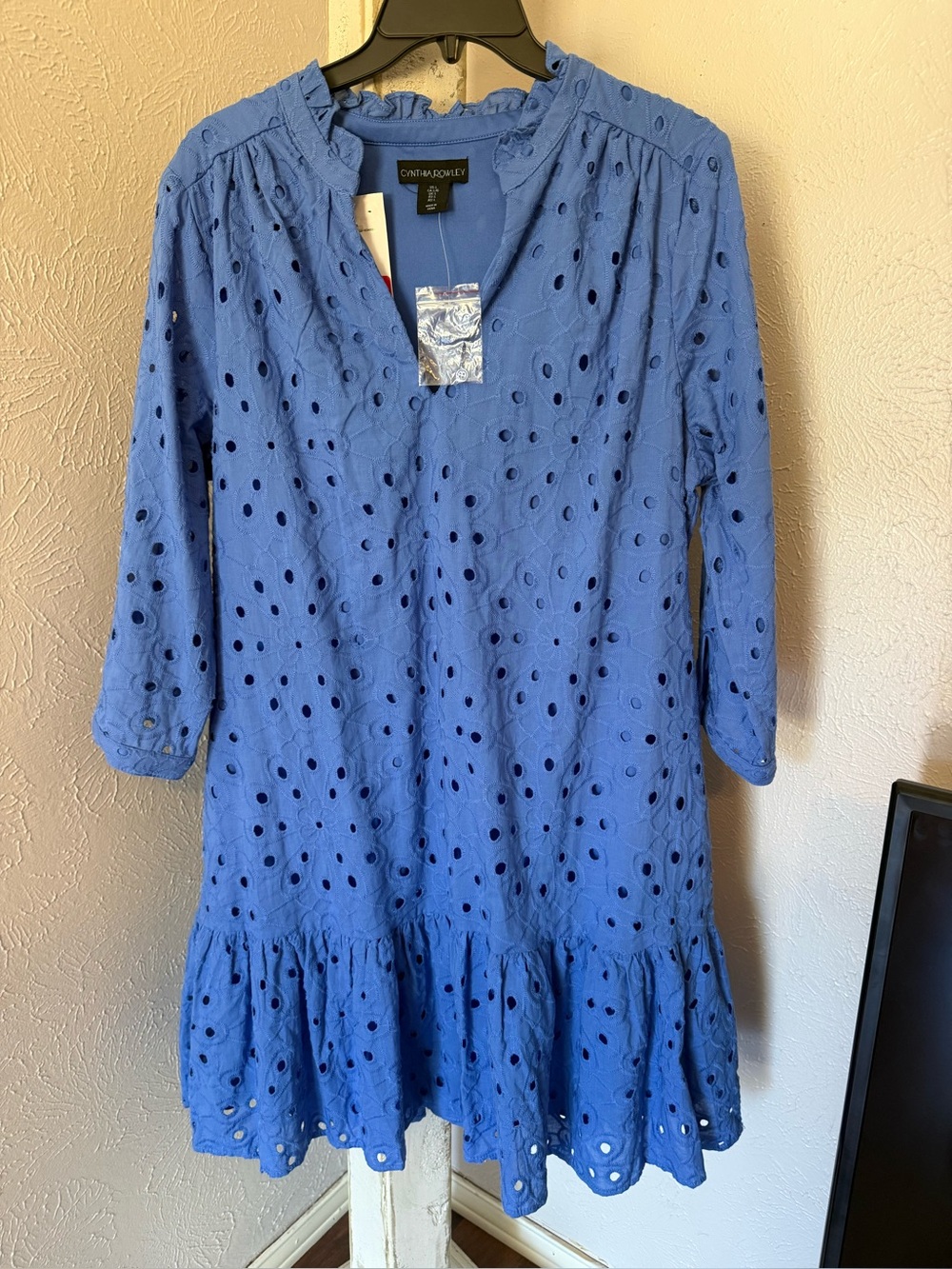 Cynthia Rowley Blue Eyelet Cotton Tunic Dress